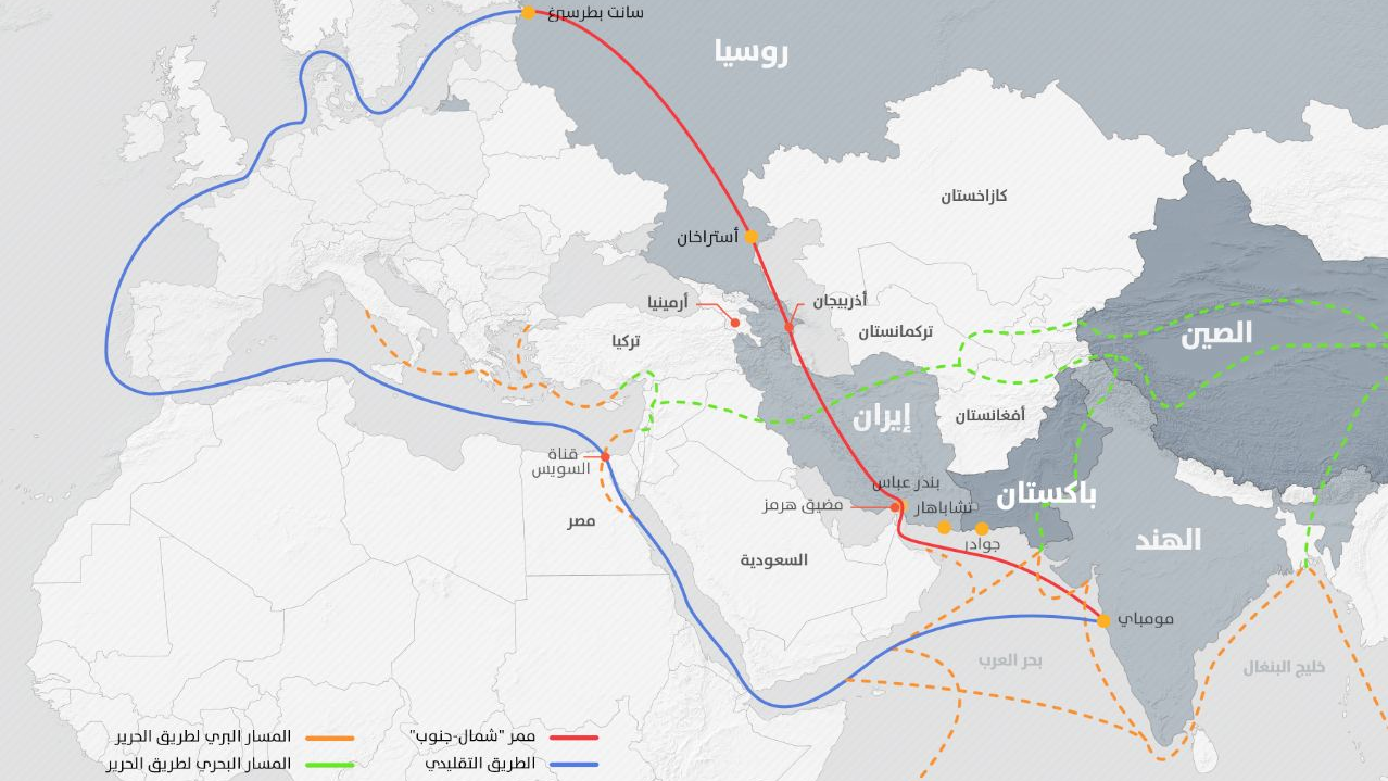 تعاون روسيا وإيران مع الهند لمواجهة عقوبات الغرب - ممر النقل الشمالي الجنوبي